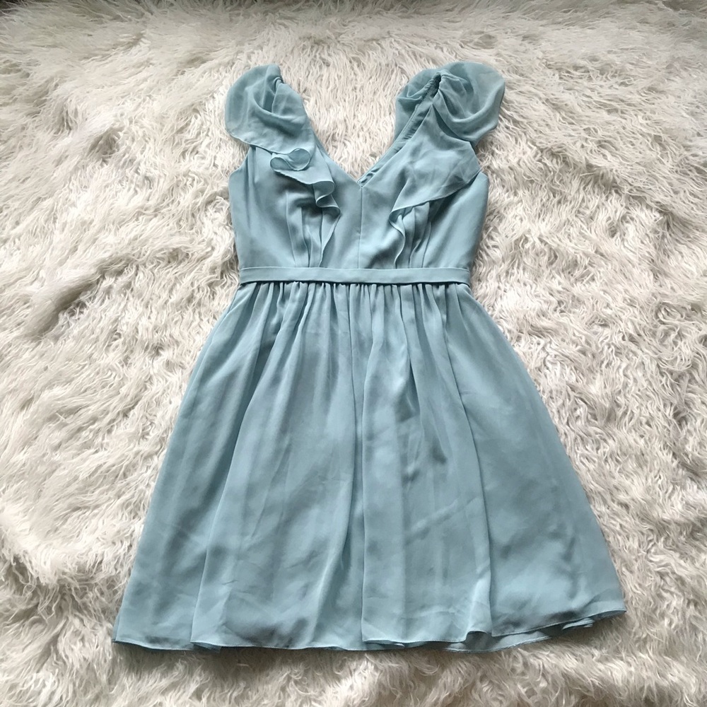 Jenny Yoo Collection Ruffle Wrap Chiffon Dress
